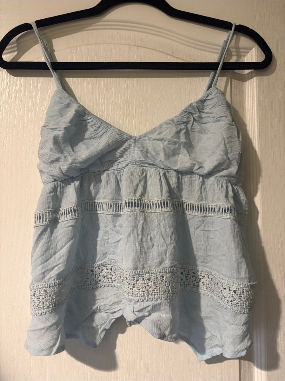 Light Blue Lace Trim Spaghetti Strap Camisole
